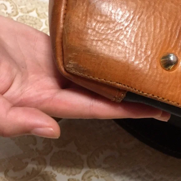 MARINO ORLANDI Genuine Leather Black/Brown ColorBlock Shoulder Bag Made in Italy - Picture 7 of 16